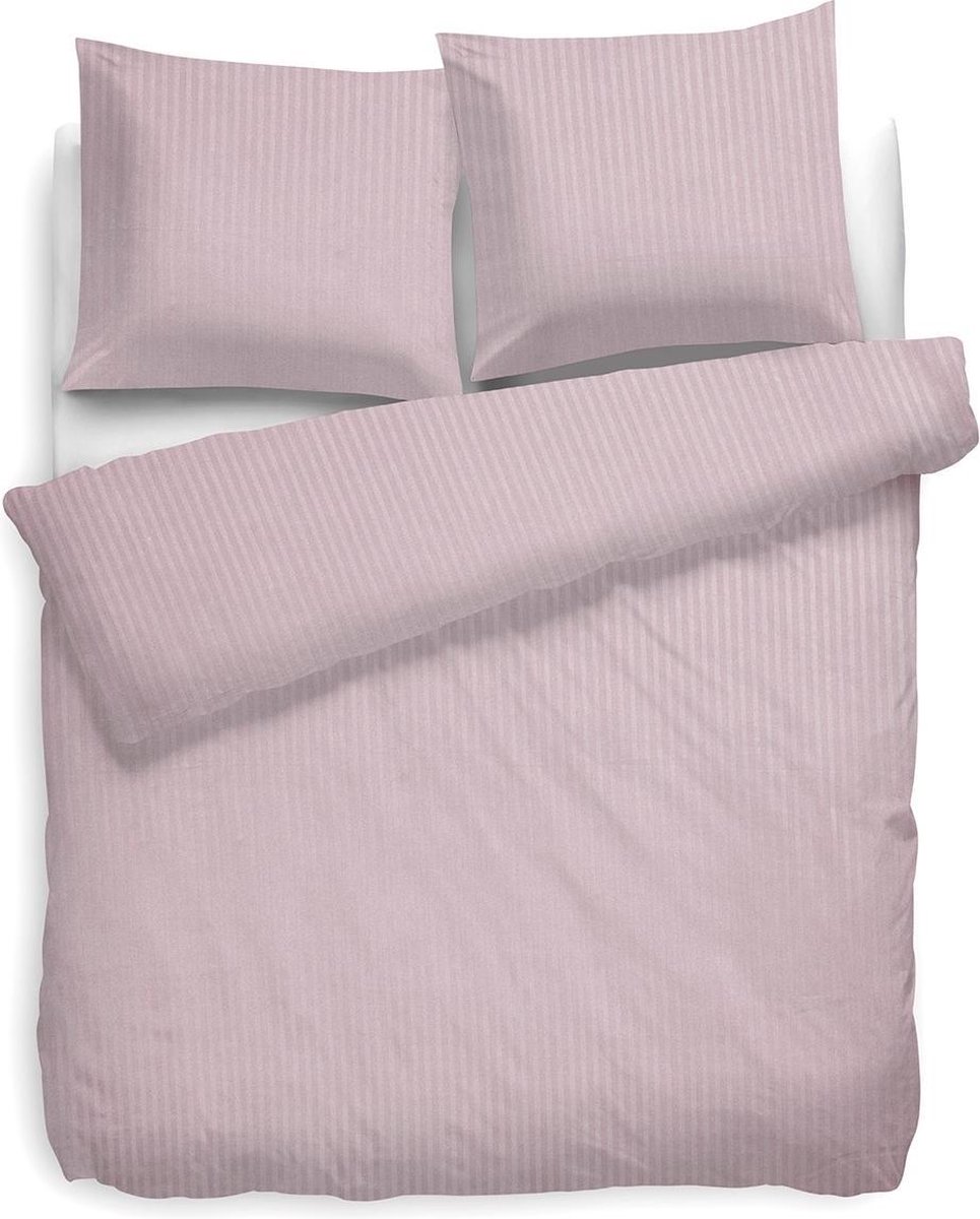 Heckett & Lane Uni Stripe Dekbedovertrek - Eenpersoons - 140x200/220 cm - Rosewater