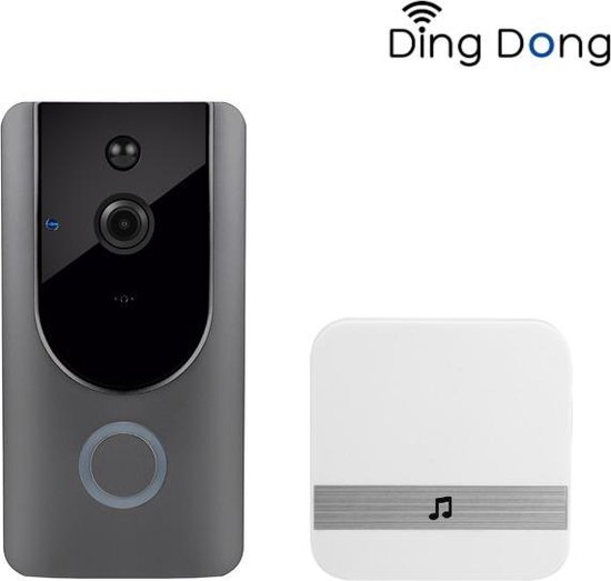 FineGoods Video Deurbel Met Camera En Wifi - Draadloos - 1080p Full HD Intercom Cloud Opslag Beschikbaar Inclusief Chime Met 60 Ring Melodieën