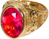 Luxe ronde Sinterklaasring met rode steen en gouden details, maat 27
