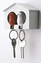 Qualy Sleutelhouder Sparrow wit - rood - incl. 2 sleutelhangers