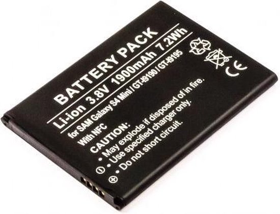Battery SAMSUNG Galaxy S4 Mini, GT-I9190, GT-I9195, Li-ion, 3,8V, 1900mAh,  7,2Wh | bol.com