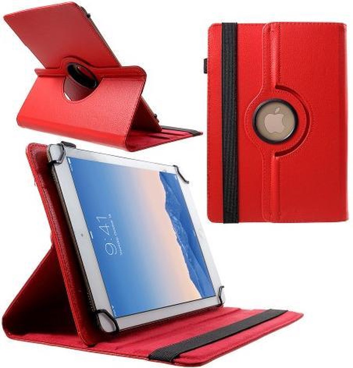 360 Rotating Book Case Universele Tablethoes - Geschikt voor Archos 101e Neon - Rood