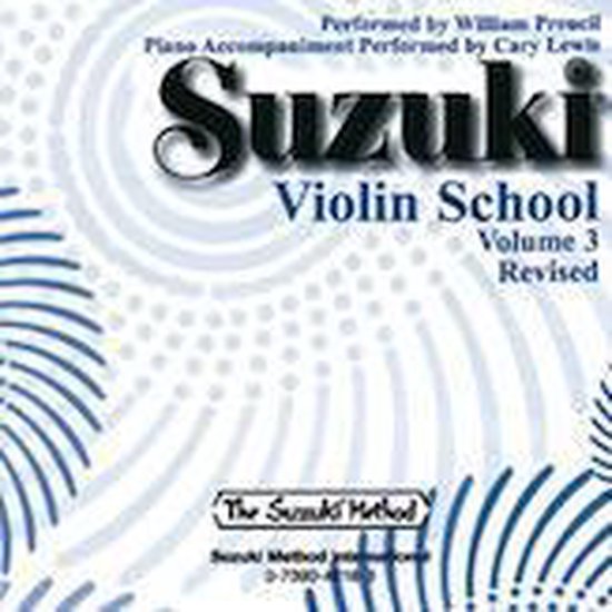 Suzuki Violin School, Volume 3, Révisé. Avec des performances de William Preucil et accompagnement de piano par Cary Lewis. Avec le logo de la méthode Suzuki.