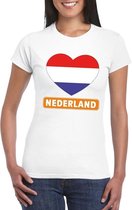 Nederland hart vlag t-shirt wit dames XL