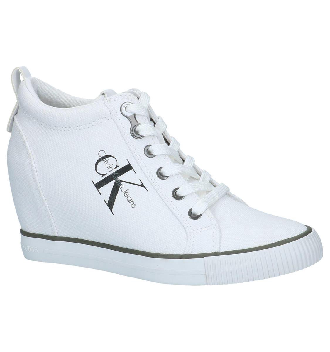 Calvin Klein - Ritzy - Sneaker met sleehak - Dames - Maat 36 - Wit - WHT  -White Canvas | bol