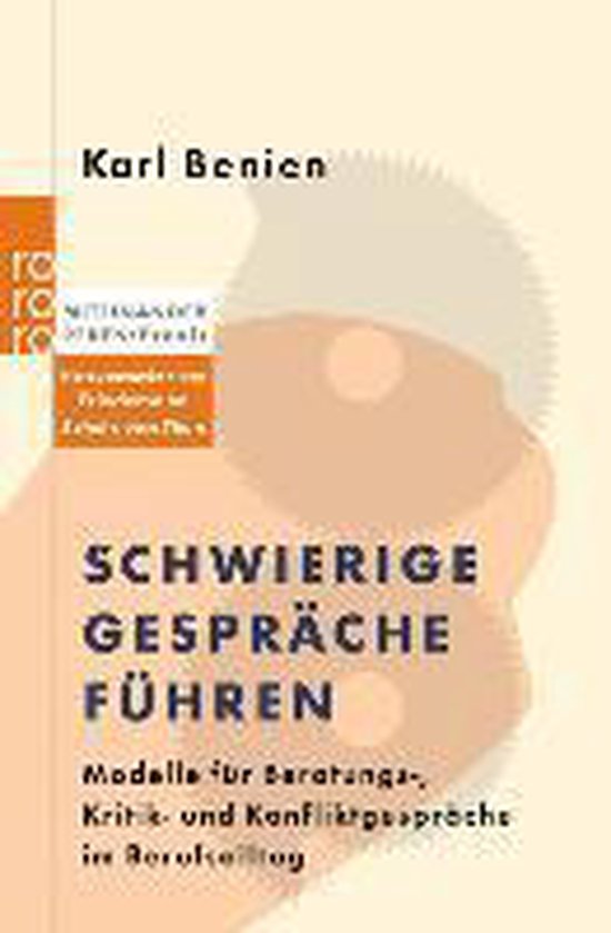 Boek met de titel "Schwierige Gespräche führen" van Karl Benien. Abstract ontwerp met cirkels.