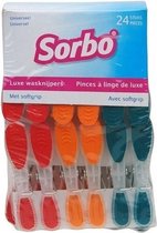 Gekleurde Sorbo wasknijpers met softgrip - 24 stuks