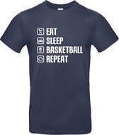 Eat, Sleep, Basketball, Repeat T-shirt - marineblauw - XS