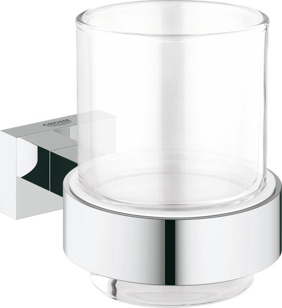 GROHE Essentials Cube houder met drinkglas Chroom bol