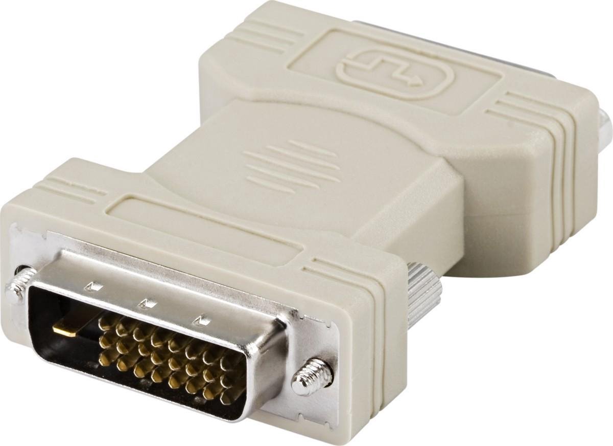 DELTACO DVI10, DVI 24 pins adapter, DVI male naar DVI male, Grijs