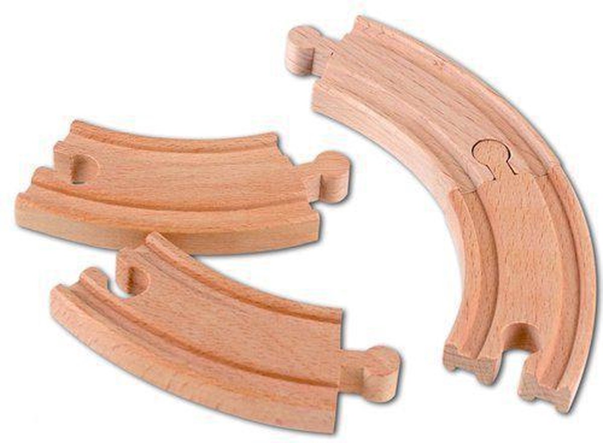 Beeboo Train Set van 4 korte houten bochten 11cm houten