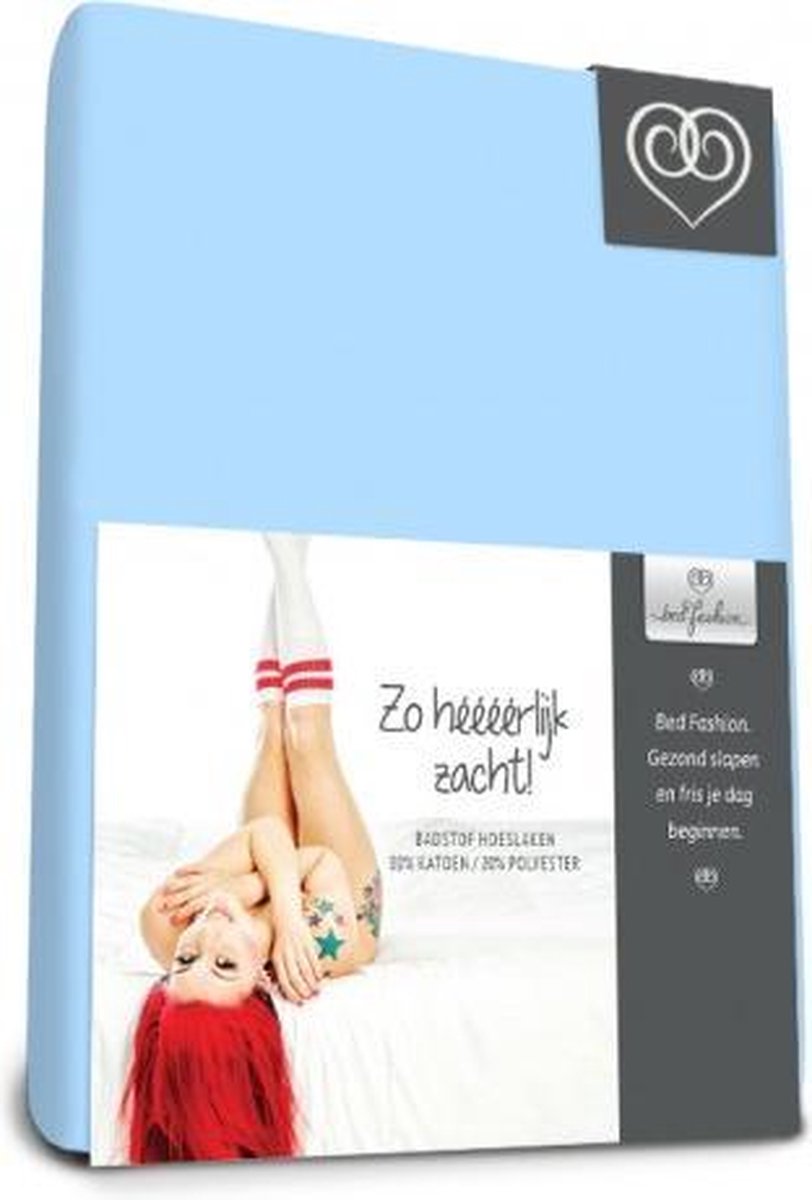 Badstof stretch hoeslaken Bleu - 90 x 200 cm - Bleu