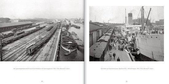 Haven met treinen en schepen, circa 1910.
