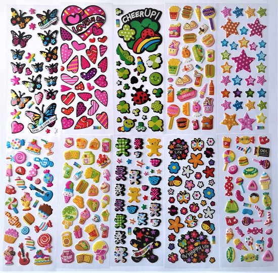 Cusco Aanzetten Zeker Super leuke 10 vellen stickers - Hoge kwaliteit kinderstickers - Sterren  Snoep Hartjes... | bol.com