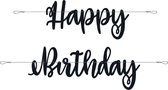 UNIQUE - Kartonnen zwarte Happy Birthday slinger - Decoratie > Slingers en hangdecoraties