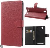 Litchi wallet case hoesje Sony Xperia T2 Ultra rood