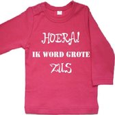 T-shirt Hoera! ik word grote zus| Lange mouw | hard roze | maat 122/128