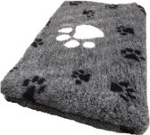 Vetbed - Hondendeken - Dierenkleed - Dierenmat - antraciet grijs + grote voetprint latex anti-slip 100 x 75 cm - Machine wasbaar