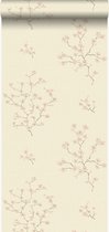 Origin Wallcoverings behangpapier bloesemtak beige en roze - 346545 - 53 cm x 10,05 m
