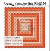 Crealies Crea-nest-Mal XXL no. 54  scalloped squares maximaal 13.5x13.5 centimeter / XXL54