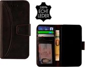 iPhone Xs Max hoesje - Bookcase - Portemonnee Hoes Echt leer Wallet case  Antiek Donkerbruin