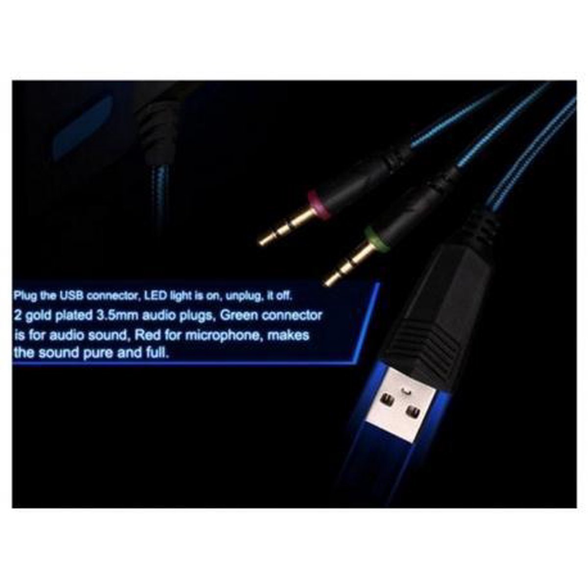 Gaming headset met microfoon en LEDverlichting / USB + 2x 3.5mm