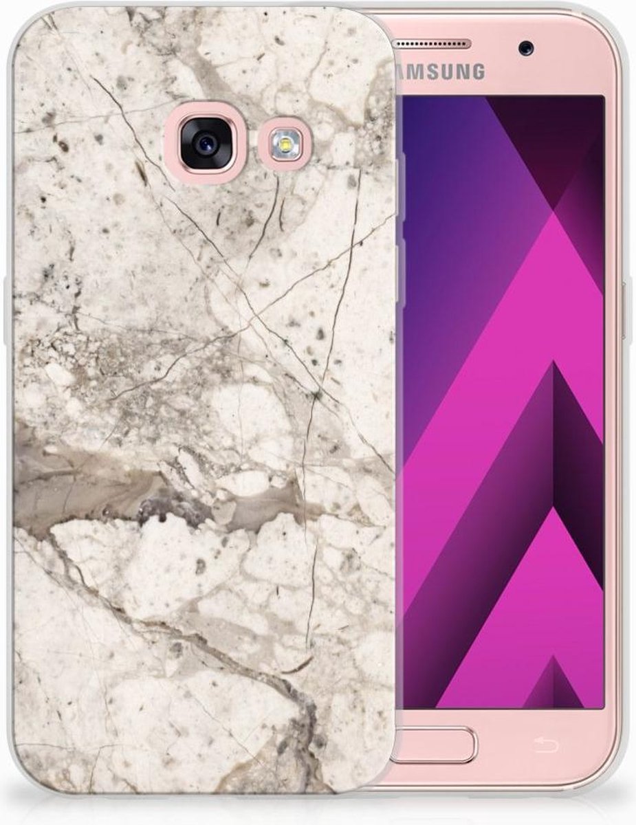 Back Cover voor Samsung Galaxy A3 2017 TPU Siliconen Hoesje Marmer Beige