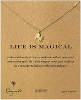 Carte de voeux La Life est magique - avec chaîne de licorne plaquée or - positivité de carte de voeux