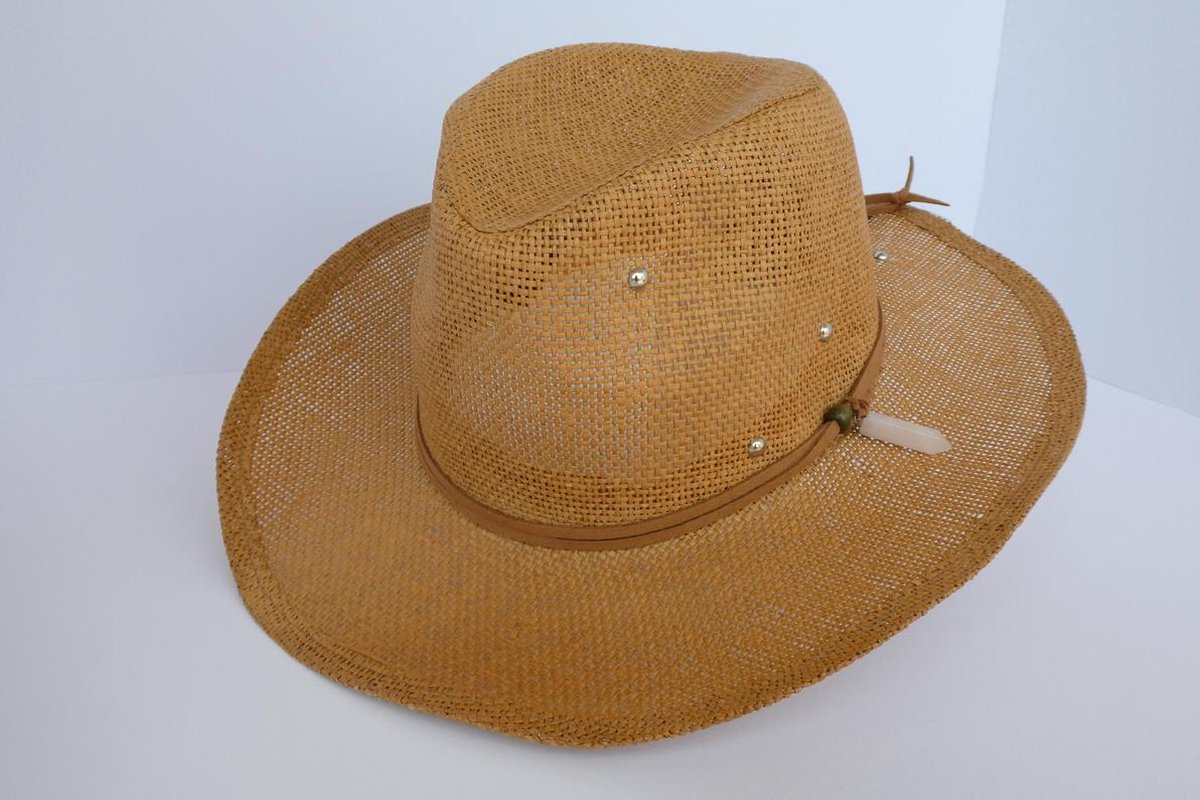 Bohemian zomerhoed Luxe rieten Ibiza hoed met echte edelsteen - Fedora met... | bol.com