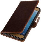 Zakelijke Book Case Telefoonhoesje Geschikt voor de Huawei Honor 5C - Portemonnee Hoesje - Pasjeshouder Wallet Case - Mocca