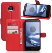 Lychee cover wallet case hoesje Motorola Moto Z rood