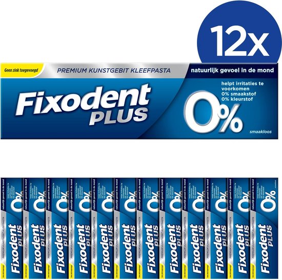 Fixodent Plus 0% Voordeelverpakking 12 Kleefpasta | bol.com