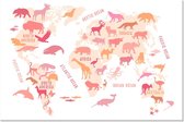 Graphic Message Schilderij op Canvas Kinderkamer - Dierenwereld - Roze