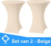 Statafelrok Luxe x 2 - Statafel Tafelrok - Statafelhoes - Stretch – BEIGE - ∅80 x 110 cm – geschikt voor Horeca Evenementen | Sta Tafel Hoes | Statafel | Staantafelhoes | Cocktailparty | Trou