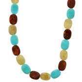 Lange kralen ketting turquoise met bruin