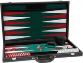 Backgammon zwart 21" k.leder ing. Vilt