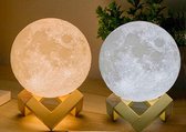 Maan Lamp op houten standaard - 3D - LED - Multicolor