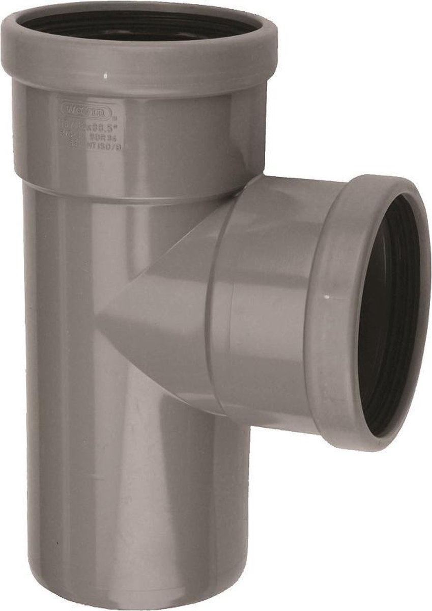 PVC T-Stuk 125X50mm 2x manchet / spie SN4 90°