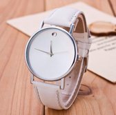 Hidzo Horloge - Zilverkleurig (kleur kast) - Wit bandje - 40 mm