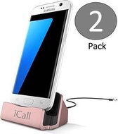 2x Dock Charger Laadstation met Micro USB Aansluiting Roze- USB 2.0 Micro Oplaadstation Dockingstation - voor onder andere Samsung Galaxy S5 (Neo) / S6 (Edge) (Plus) / S7 (Edge) /