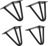 Hairpin poten tafelpoten 3-punt set van 4 - 15 cm - zwart