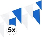 5x Vlaggenlijnen blauw/wit - 10 meter - slingers
