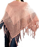 Hippe Poncho roze - Acryl - 53x65 cm