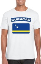 T-shirt met Curacaose vlag wit heren L