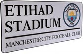Manchester City - Plaat - Etihad Stadium - Wit - 18 x 40 cm