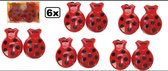6x Castagnetten in doos rood met zwarte stippen