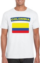 T-shirt met Colombiaanse vlag wit heren XL