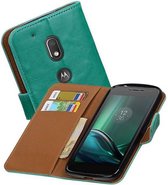 Pull Up TPU PU Leder Bookstyle Wallet Case Hoesjes voor Moto G4 Play Groen