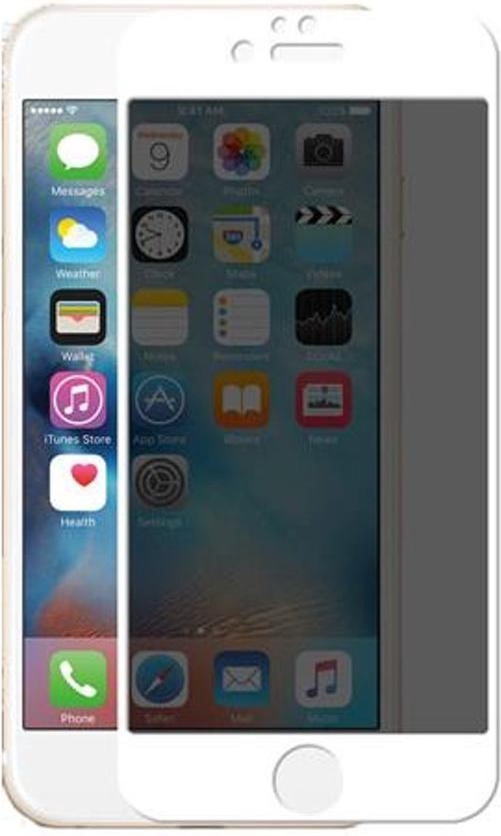 Privacy Full Screen Protector 9H Tempered Glass (0.26mm) voor Apple iPhone 7 Plus / 8 Plus - Wit