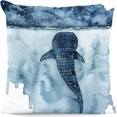 Moodadventures |Kussenhoes Oceans Blue | Blauw Wit | Kinderkamer
